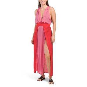 NWOT ViX by Paula Hermanny Brigite Color Block Maxi Dress Cover Up, Size M